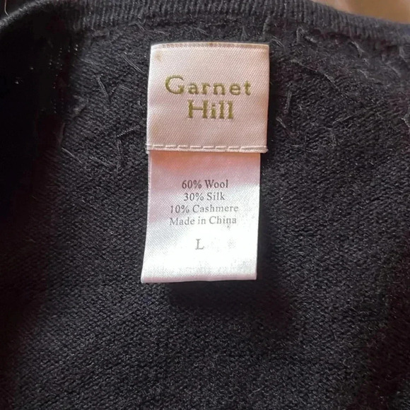 Garnet Hill Women’s Black Silk Cashmere Blend Sequin Collar Cardigan Large - Picture 12 of 13